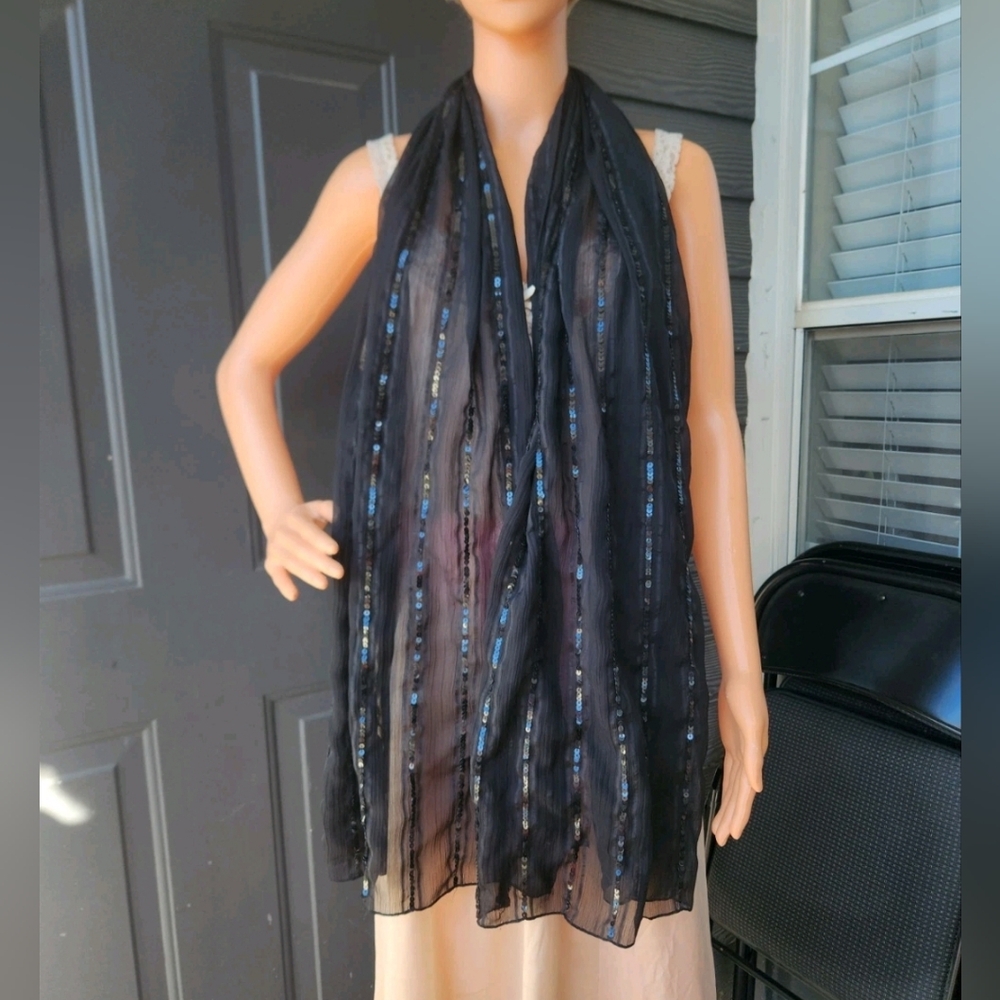 Cejon Black Sequined Rectangular Evening Prom Sca… - image 6